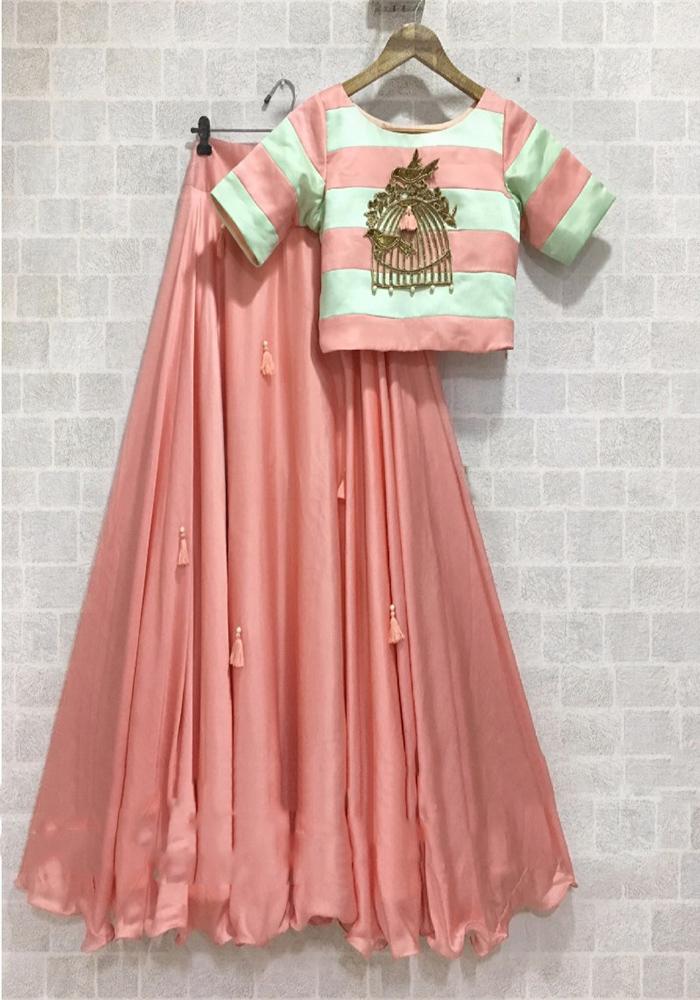 Letest Sparrow Peach Color Embroidary Work Lehenga Choli
