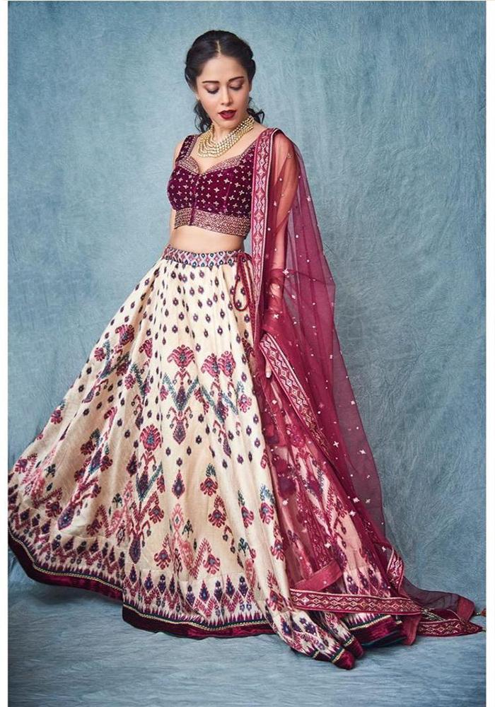 Designer Red Velvet Lehenga Choli