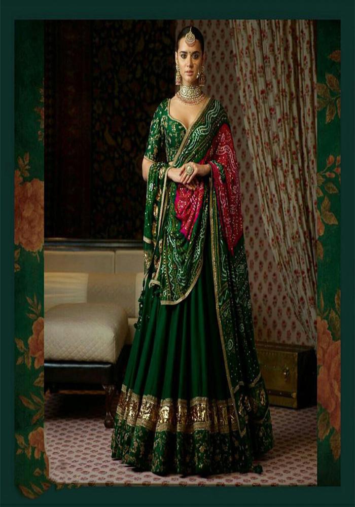 Designer Green Banglory silk Lehenga Choli