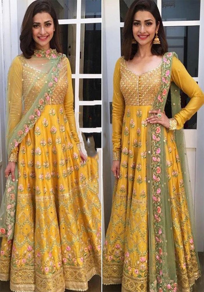 Prachi Desai Style Yellow Anarkali Suit
