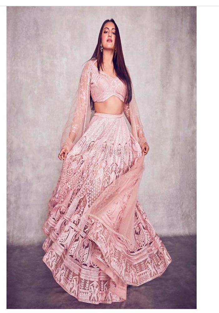 Designer Net and Embroidery Work Lehengh Set