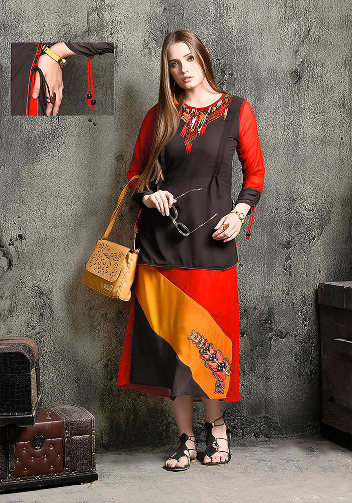 LATEST GEORGETTE BLACK DESIGNER KURTI