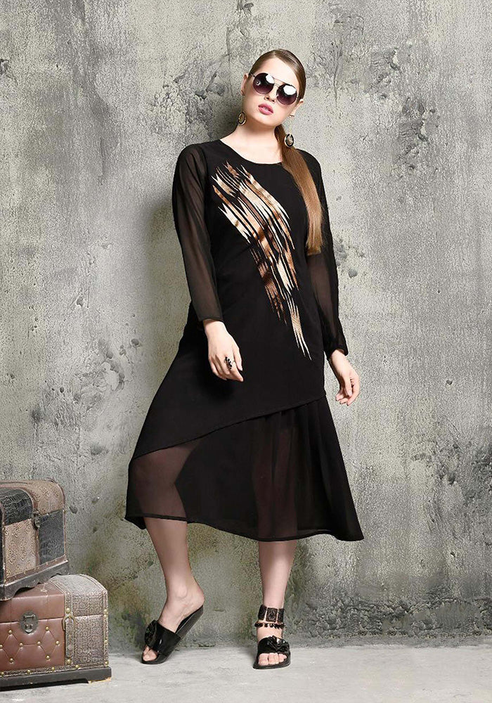 LATEST GEORGETTE WITH INNER BLACK FENCY KURTI