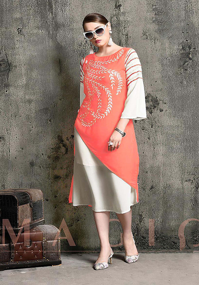 LATEST GEORGETTE WITH INNER BLACK FENCY KURTI