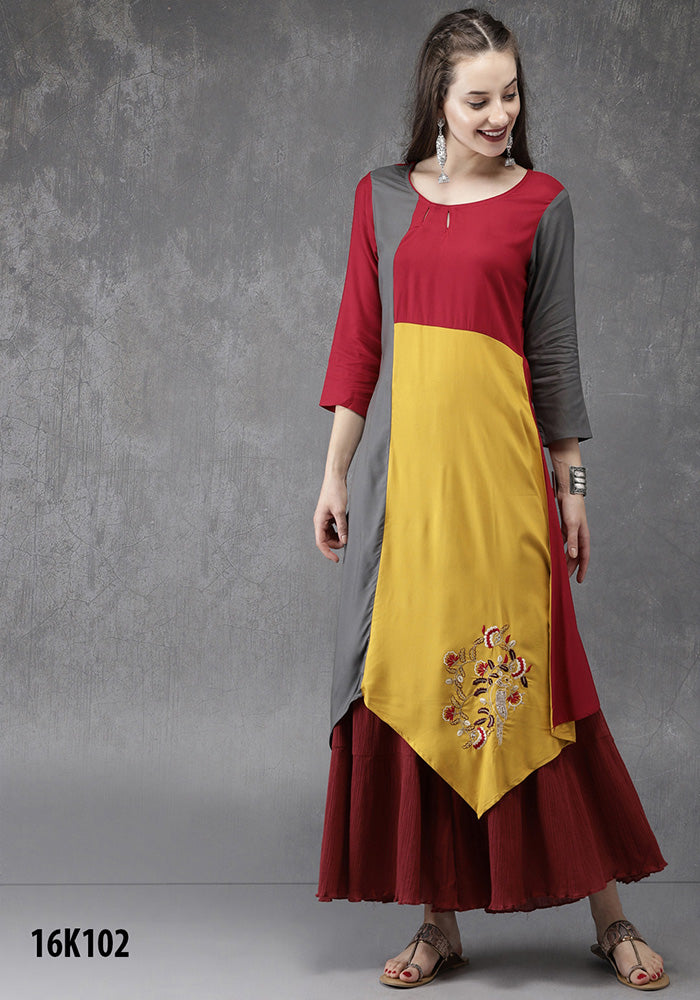 NEW RAYON MULTI  FENCY KURTI