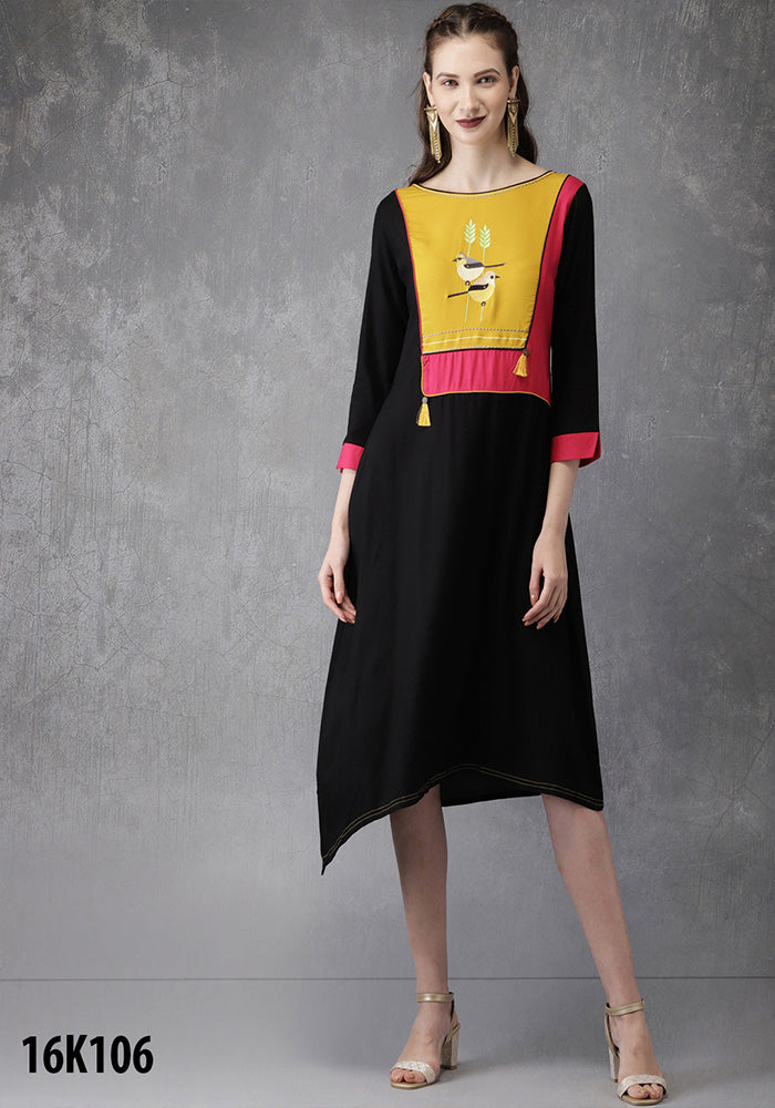 NEW RAYON  BLACK FENCY KURTI