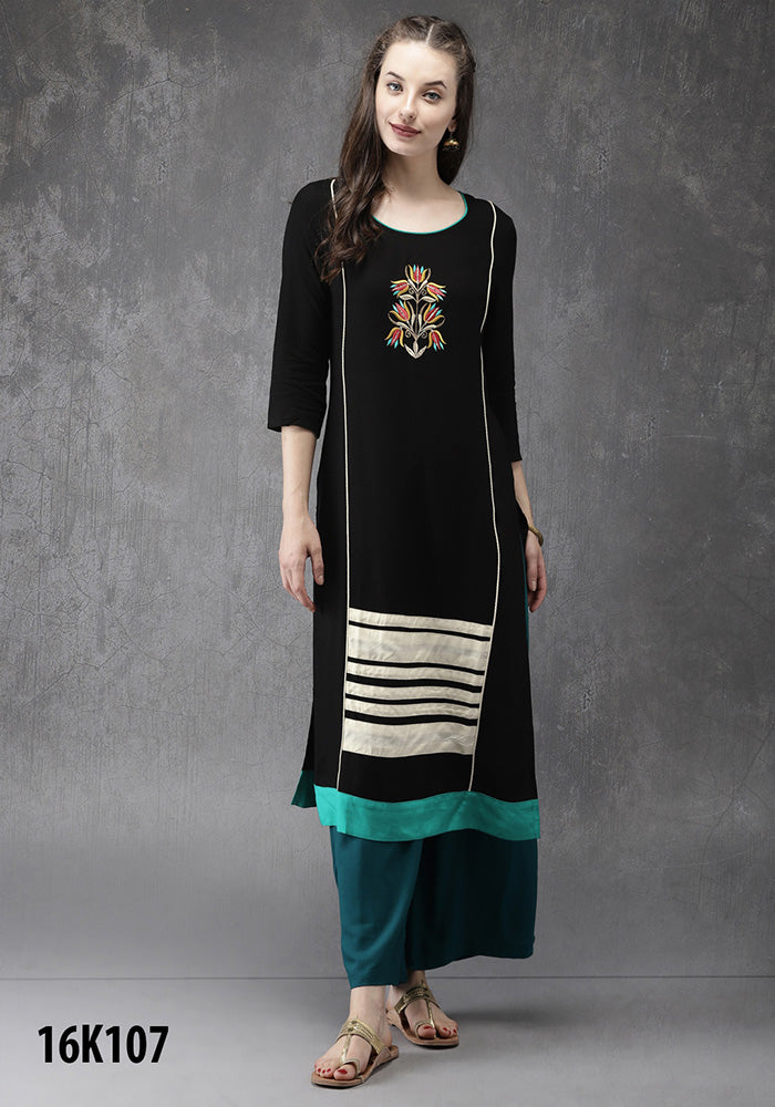 NEW RAYON  BLACK FENCY KURTI