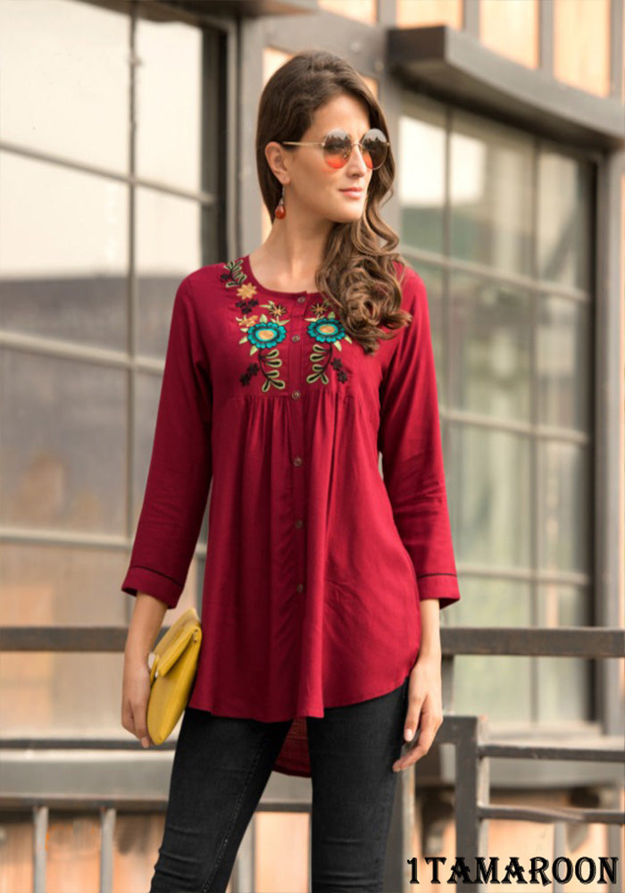 LATEST RAYON MAROON PARTY WEAR TOP