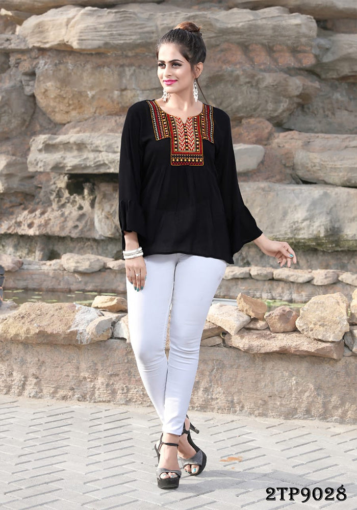 Copy of NEW RAYON BLACK EMBROIDERY WORK TOP