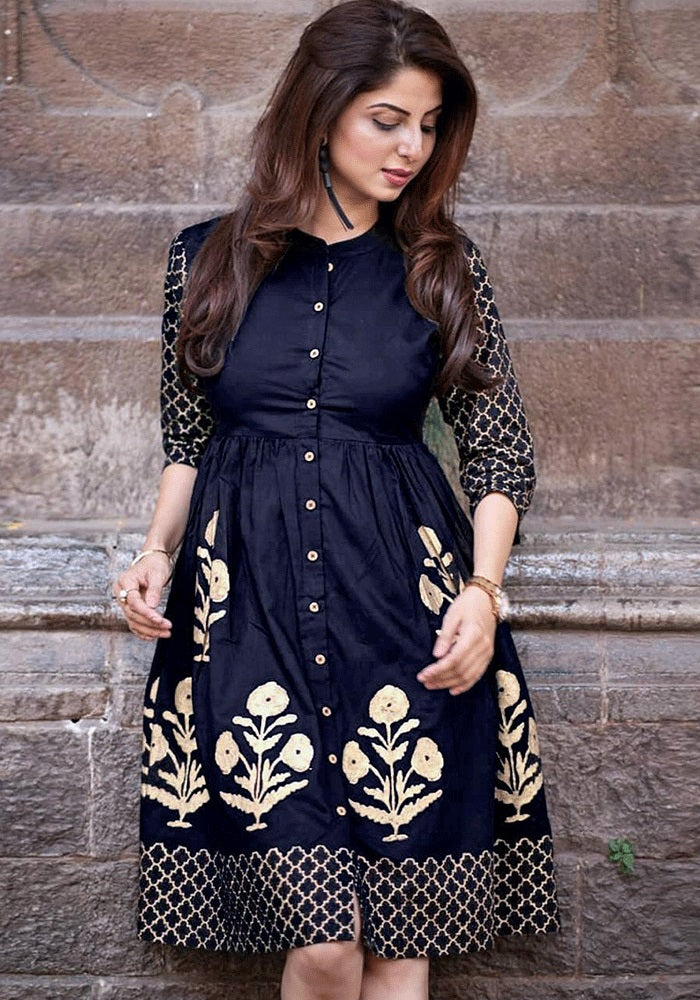 NEW RAYON NAVY FENCY KURTI