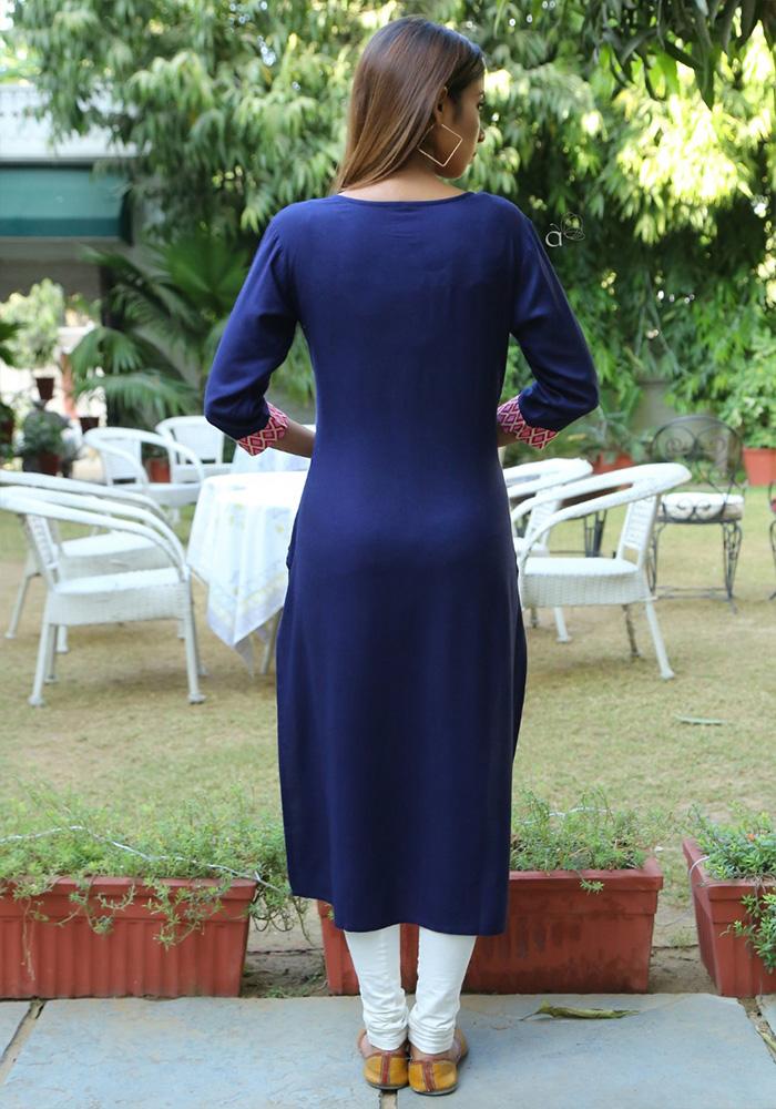BLUE COLOR RAYON KURTIS