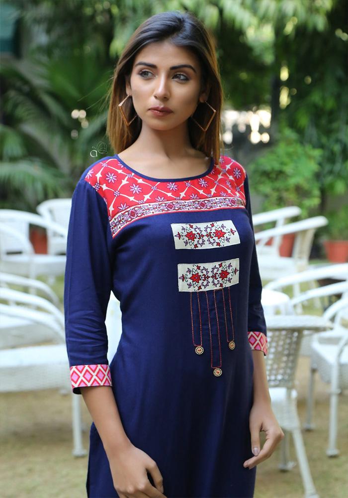 BLUE COLOR RAYON KURTIS