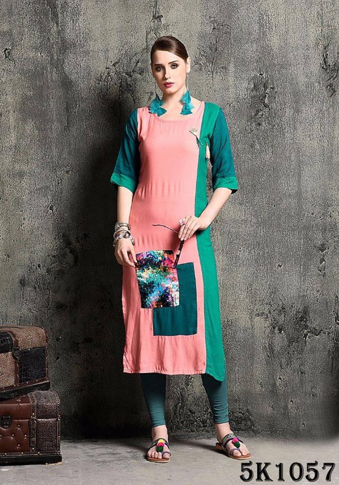 LIGHT PINK COLOR RAYON KURTI