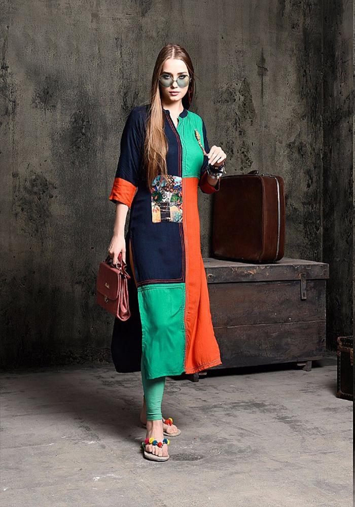 MULTI COLOR RAYON KURTI