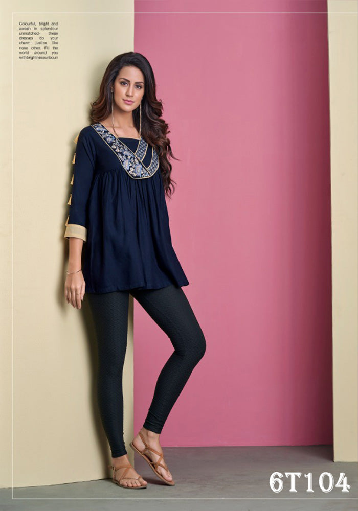 LATEST RAYON BLUE PARTY WEAR TOP