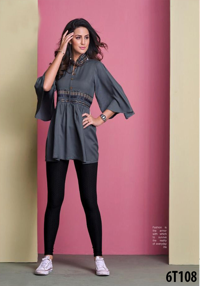 LATEST RAYON GREY PARTY WEAR TOP