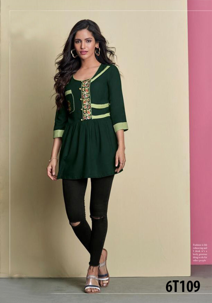 LATEST RAYON GREEN PARTY WEAR TOP