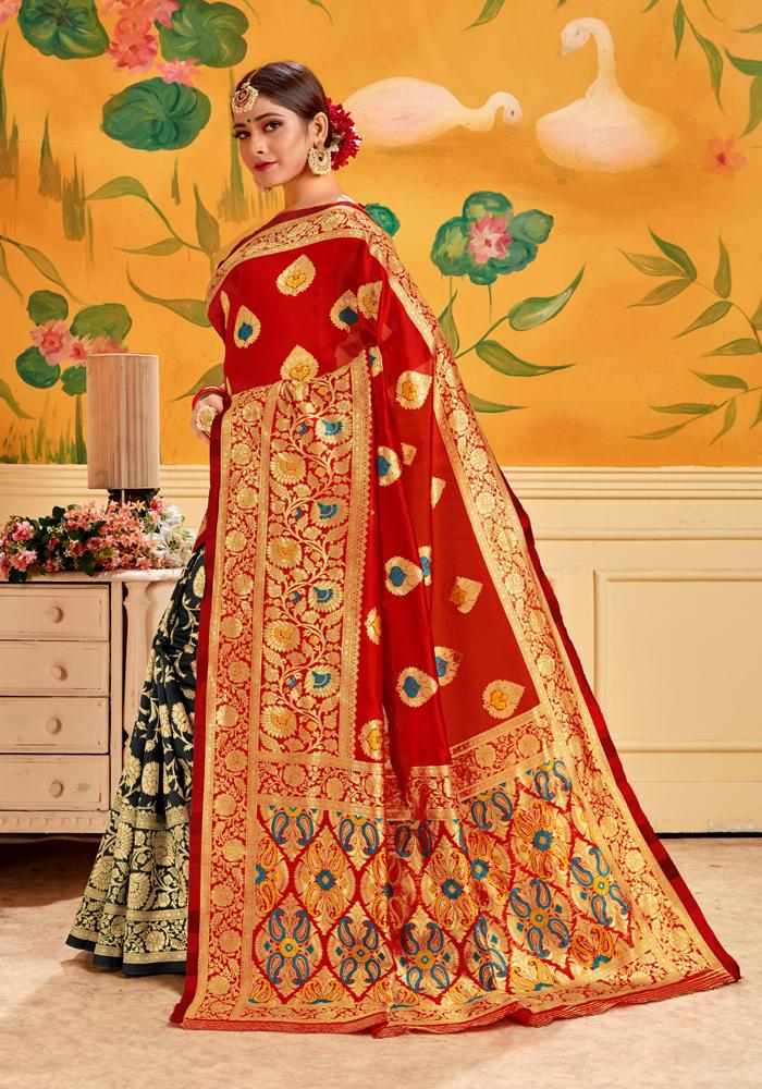 Banarasi Weaving Lichi Silk Saree With Rich Body Work