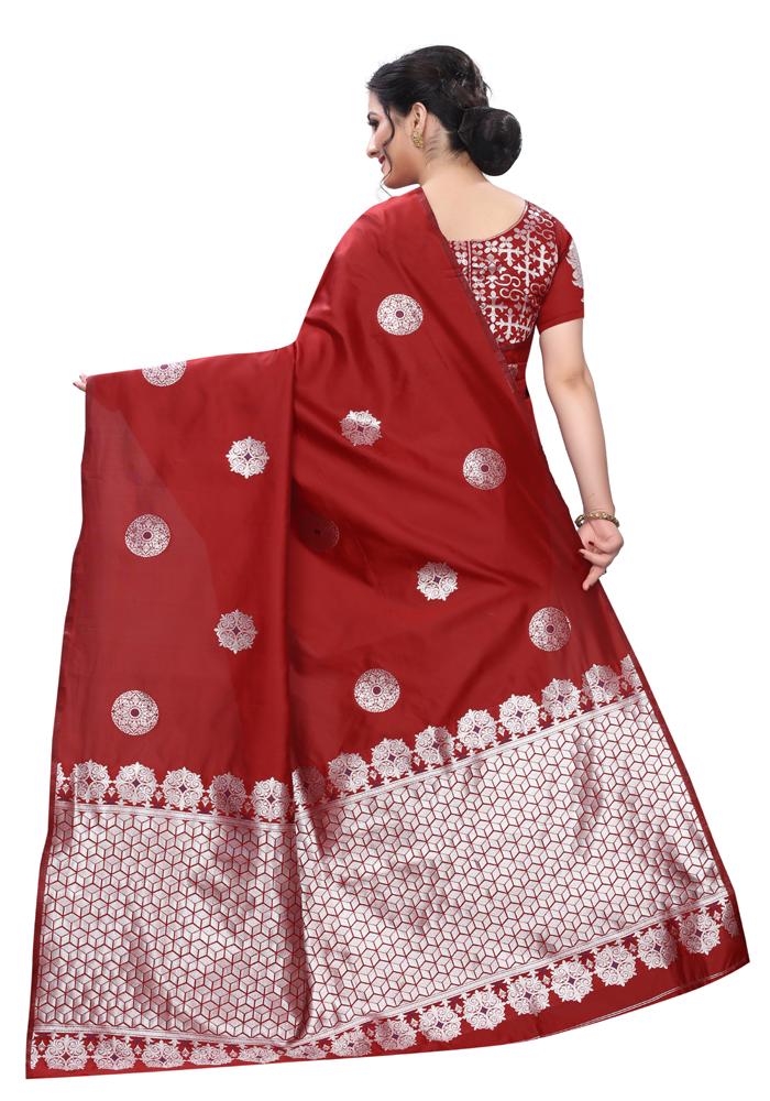Banarasi Weaving Lichi Silk Saree With Rich Body Work And Silver Zari