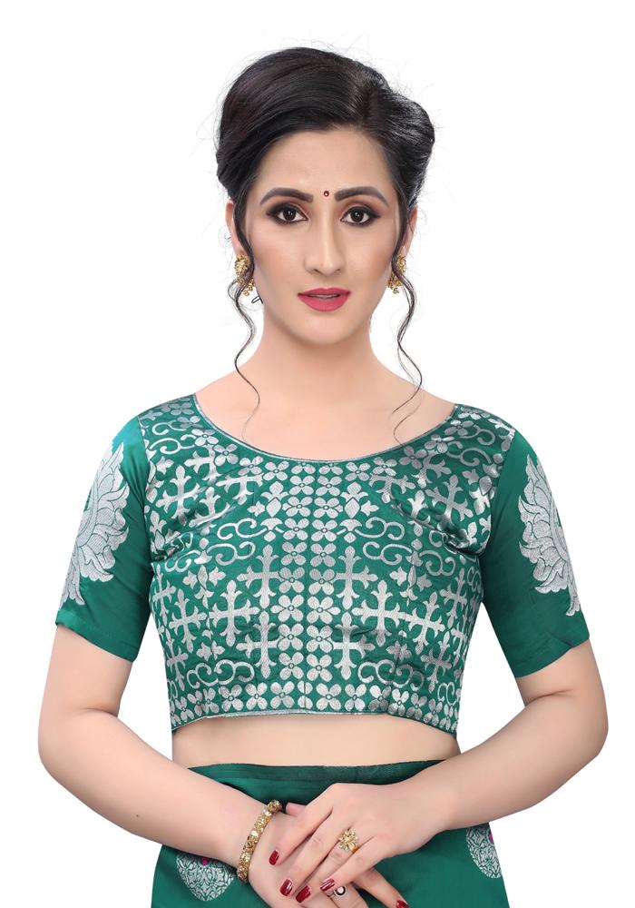 Banarasi Weaving Lichi Silk Saree With Rich Body Work And Silver Zari