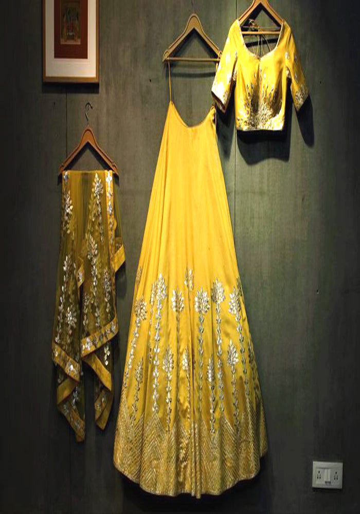 LATEST : YELLOW EMBROIDERY WORK  LEHENGA CHOLI