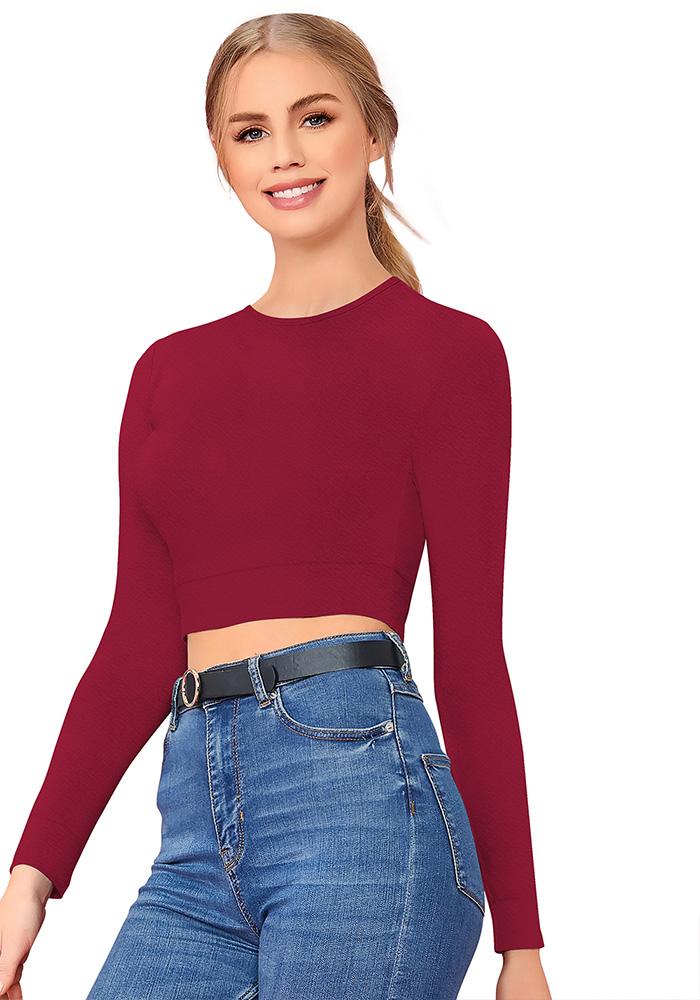 Latest Streachable Maroon Party Wear Top