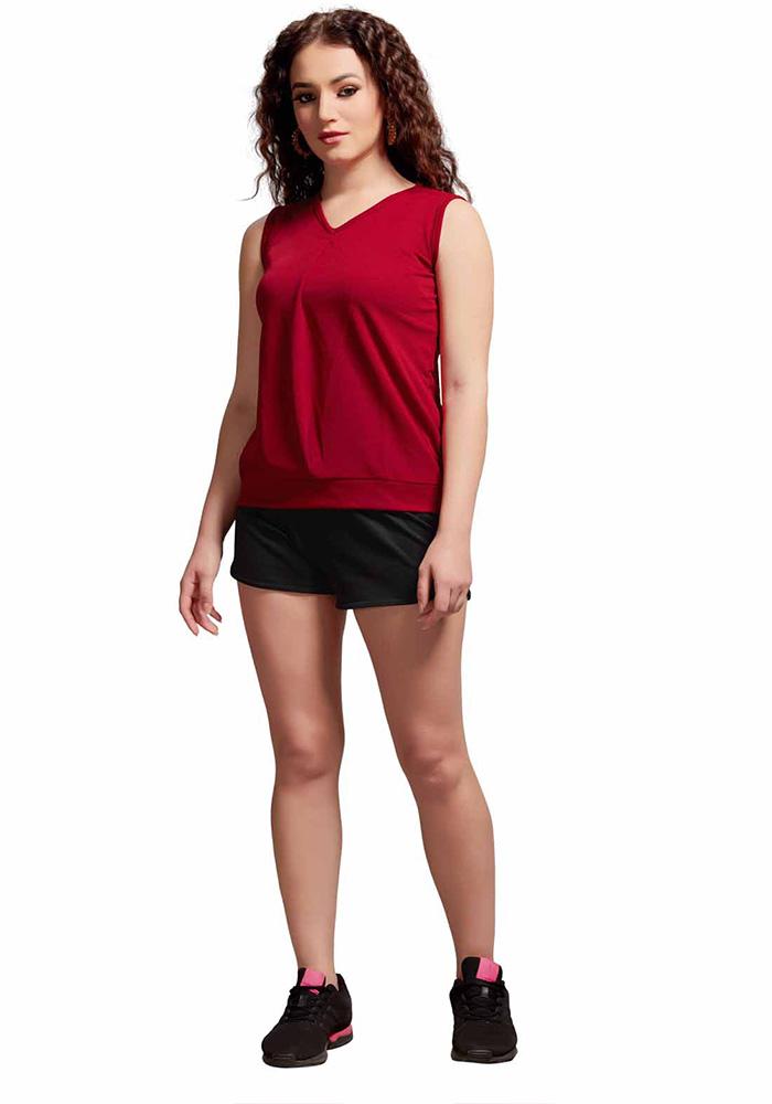 Latest Streachable Maroon Party Wear Top