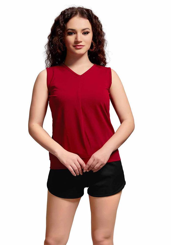 Latest Streachable Maroon Party Wear Top