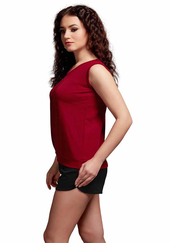 Latest Streachable Maroon Party Wear Top