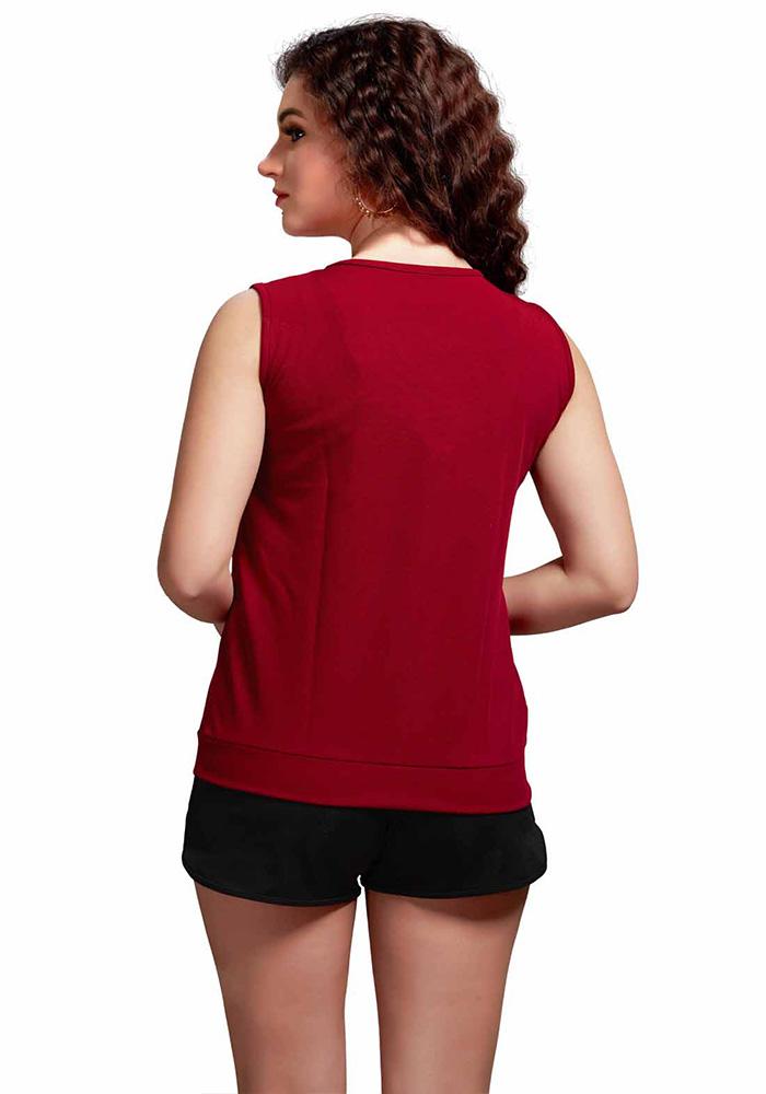 Latest Streachable Maroon Party Wear Top