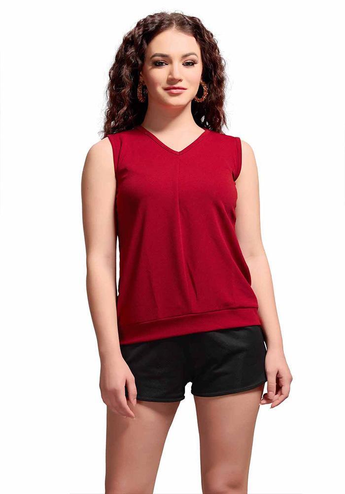 Latest Streachable Maroon Party Wear Top