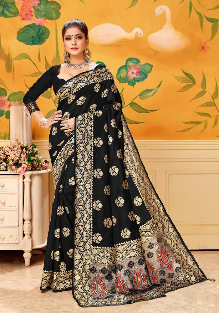 Banarasi Weaving Lichi Silk Saree With Zari Body Work