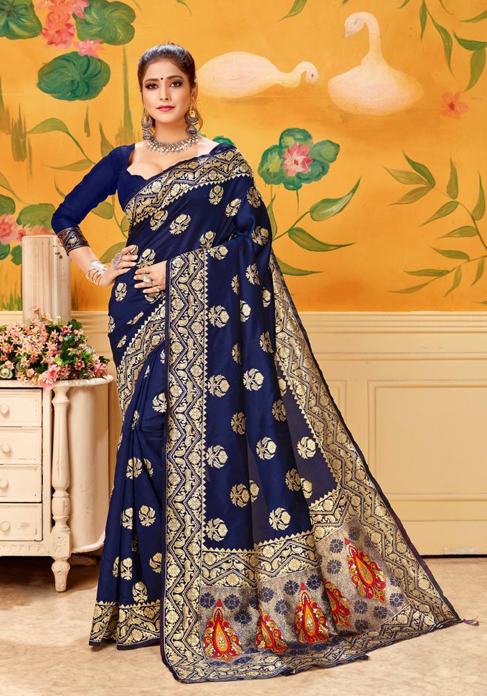 Banarasi Weaving Lichi Silk Saree With Zari Body Work