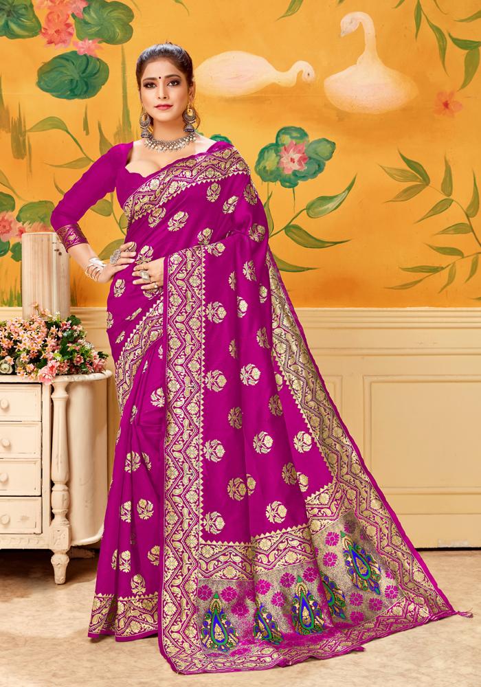 Banarasi Weaving Lichi Silk Saree With Zari Body Work