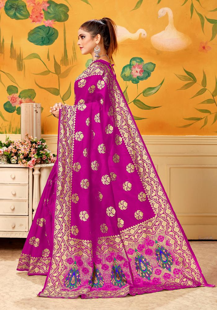 Banarasi Weaving Lichi Silk Saree With Zari Body Work