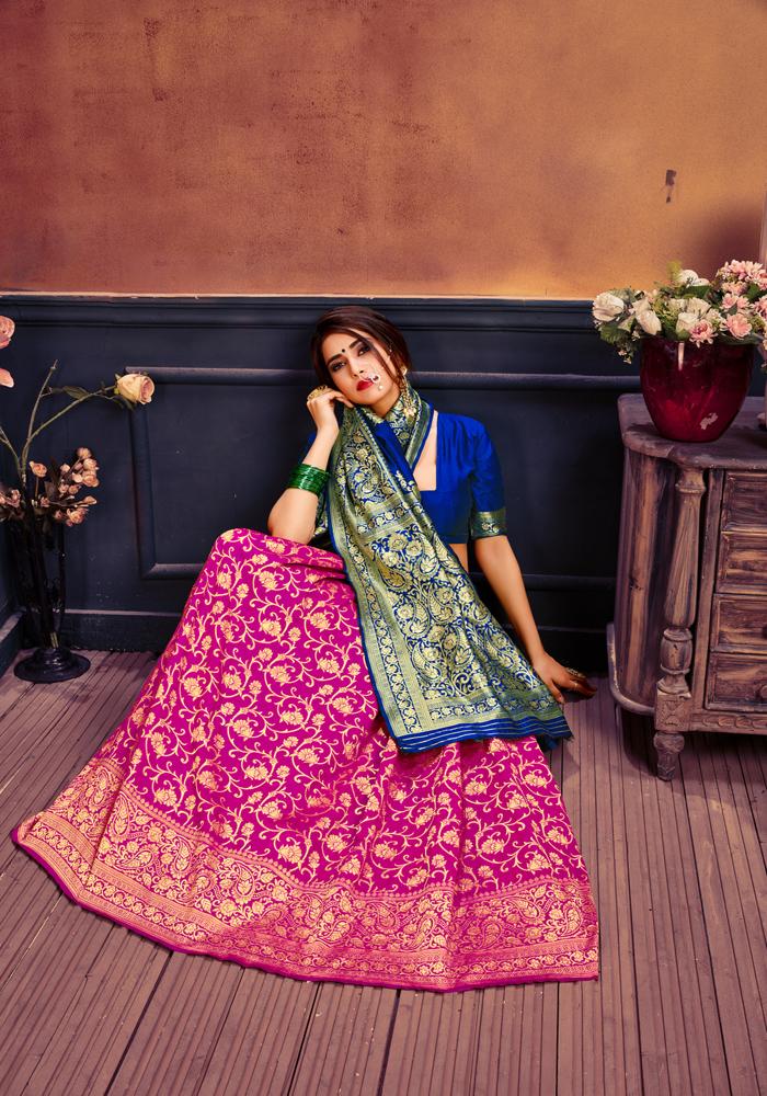Art silk & Zari Jacquard work Rich With Pallu
