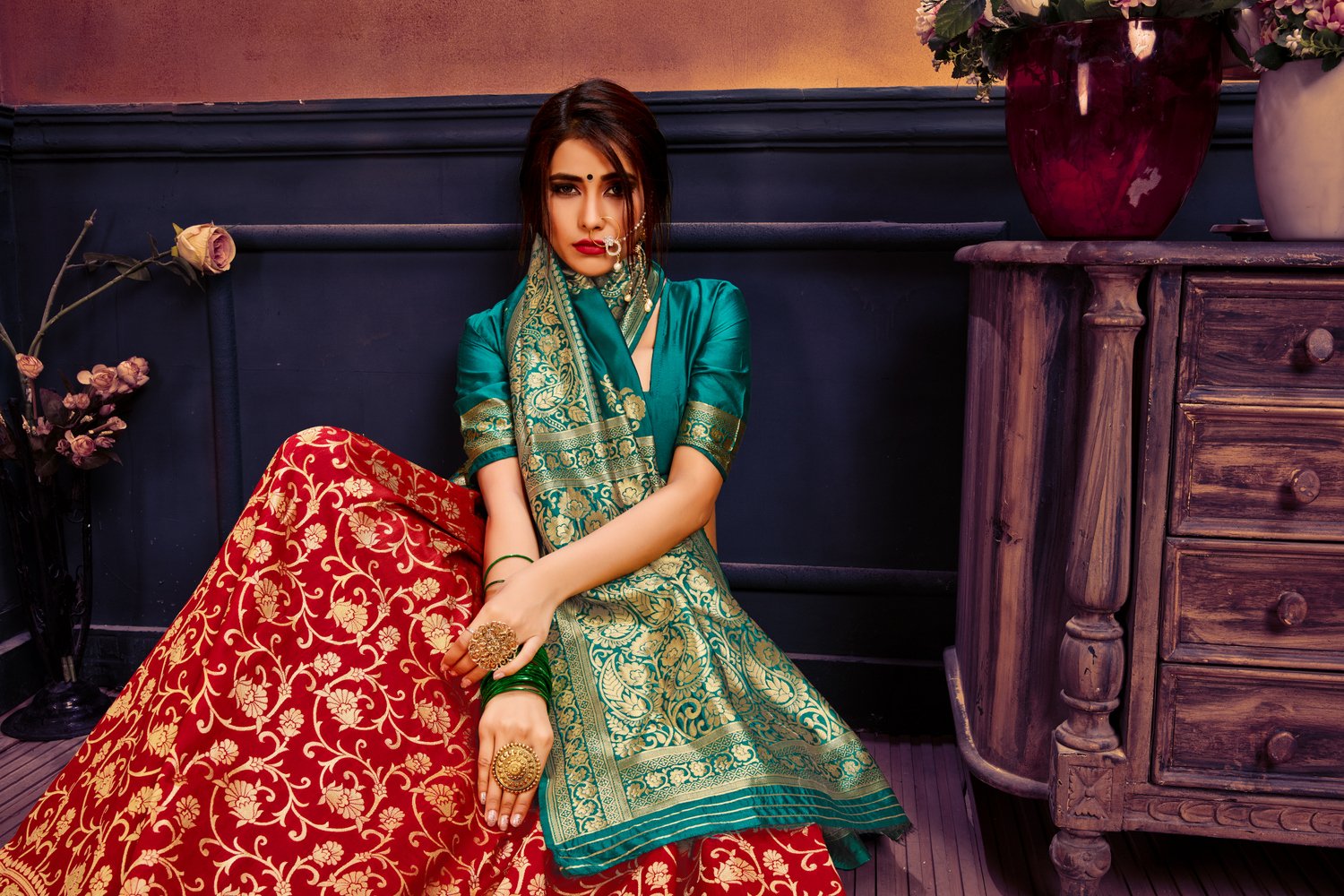 Art silk & Zari Jacquard work Rich With Pallu