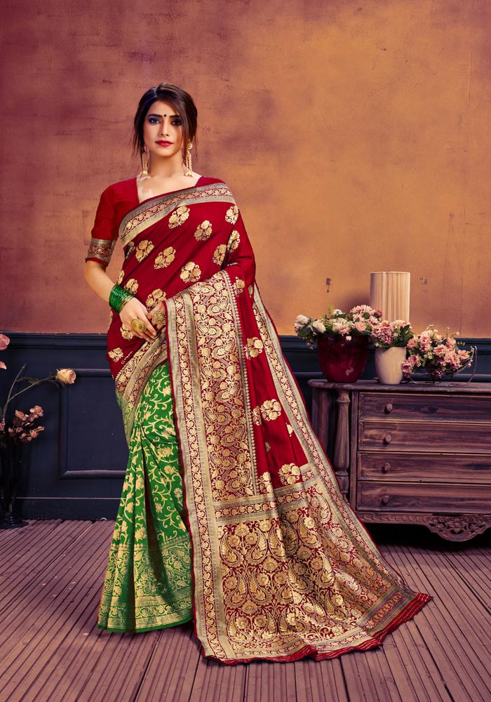 Art silk & Zari Jacquard work Rich With Pallu