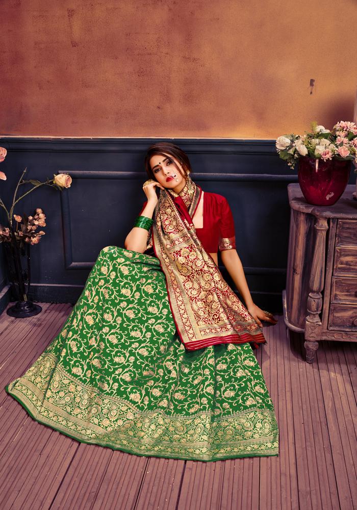 Art silk & Zari Jacquard work Rich With Pallu