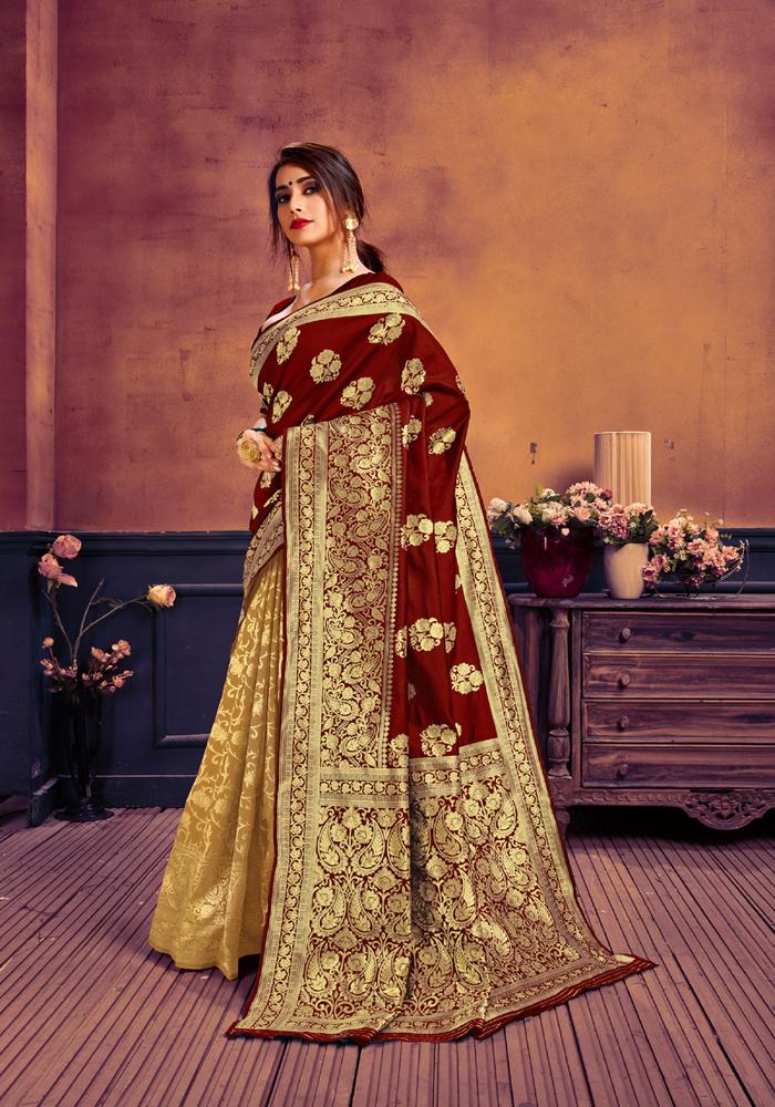 Art silk & Zari Jacquard work Rich With Pallu