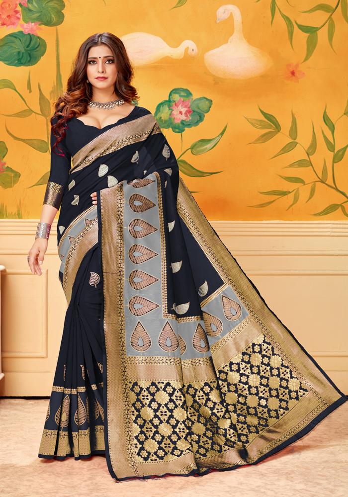 Banarasi Weaving Lichi Silk Saree Tenuous Body Work