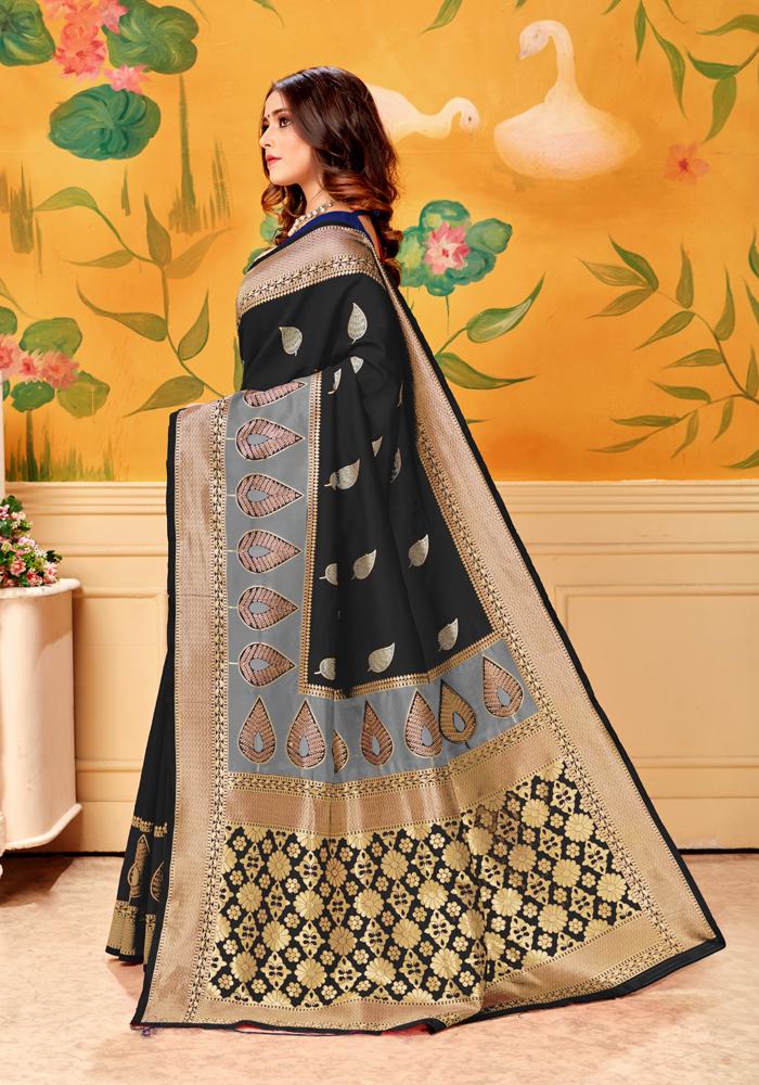 Banarasi Weaving Lichi Silk Saree Tenuous Body Work