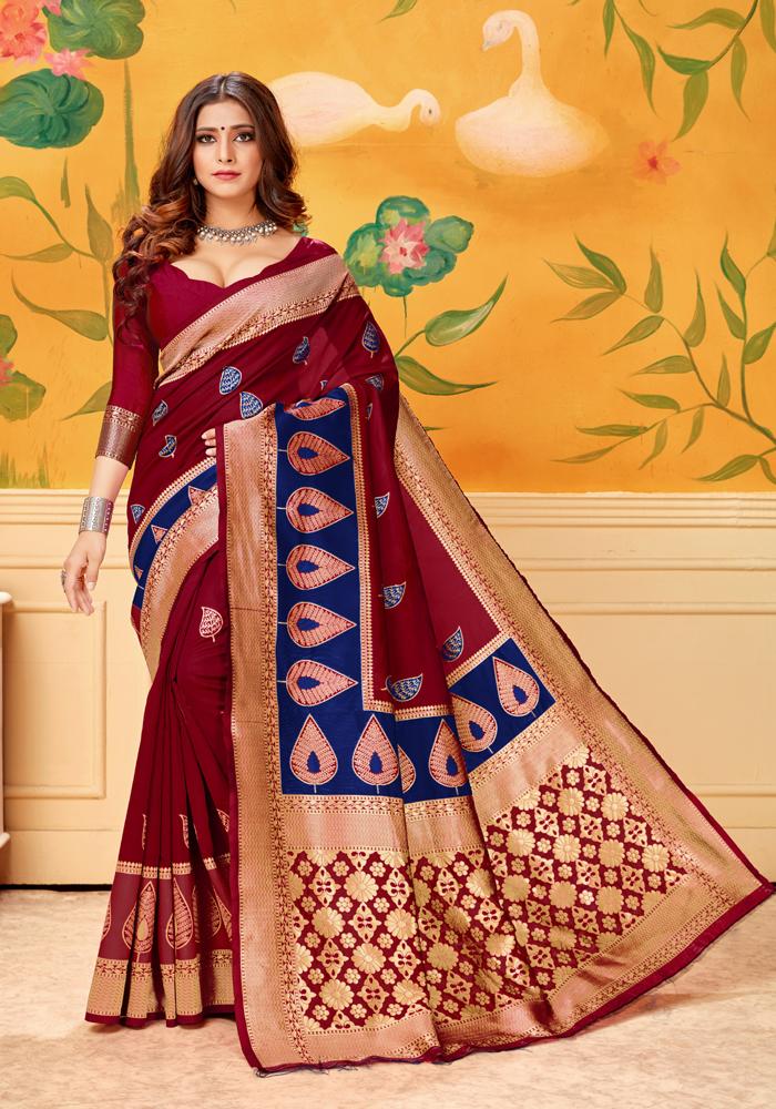Banarasi Weaving Lichi Silk Saree Tenuous Body Work