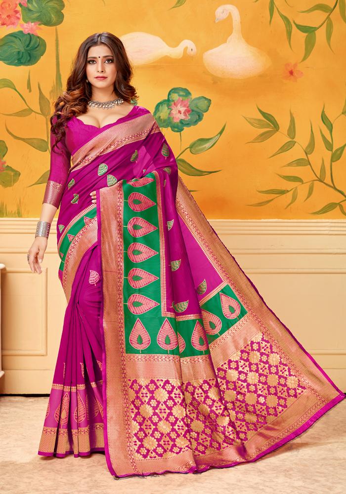 Banarasi Weaving Lichi Silk Saree Tenuous Body Work