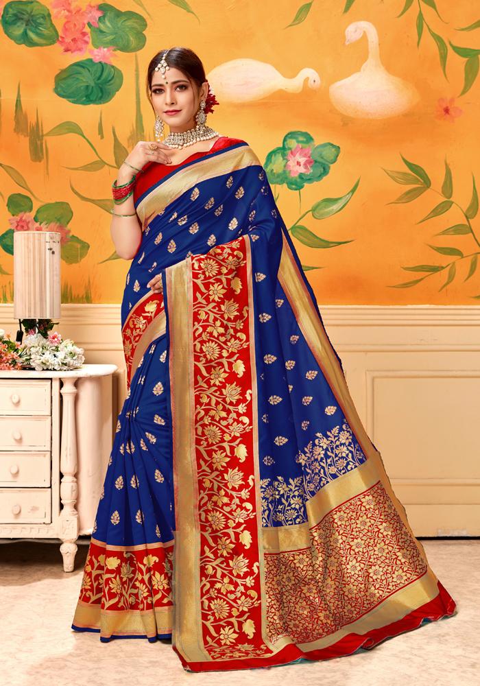 Banarasi Weaving Lichi Silk Saree With  Tenuous Body Work