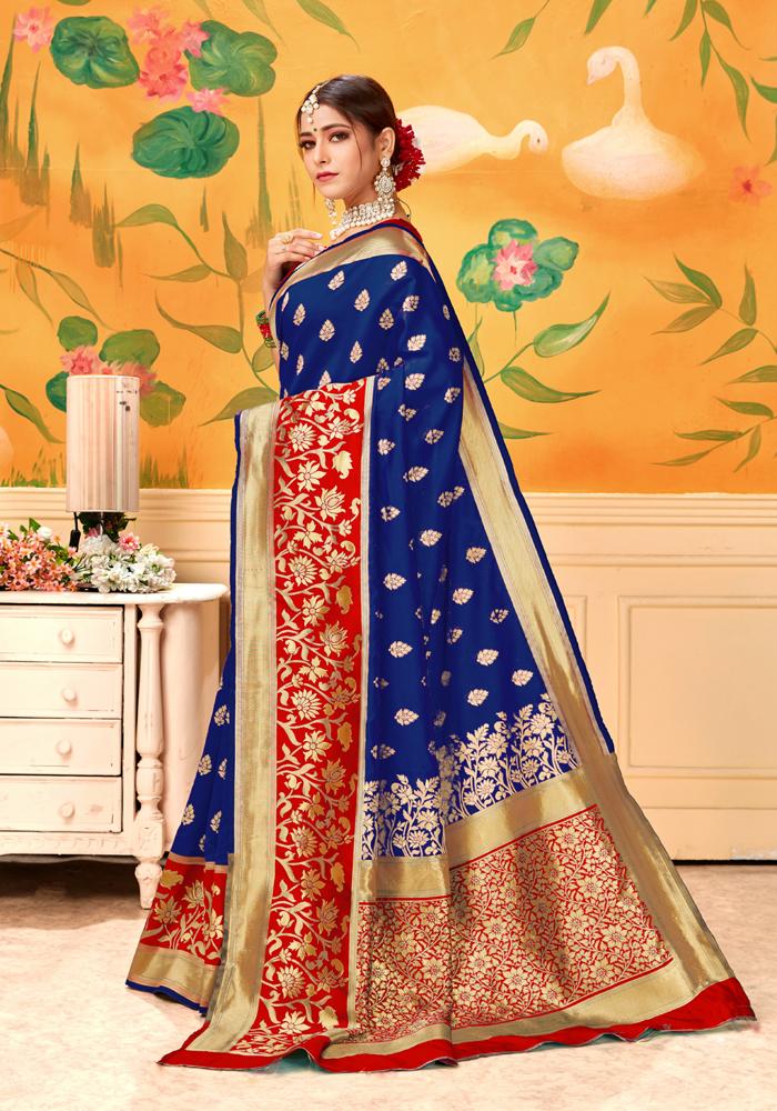 Banarasi Weaving Lichi Silk Saree With  Tenuous Body Work