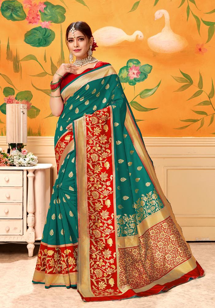 Banarasi Weaving Lichi Silk Saree With  Tenuous Body Work