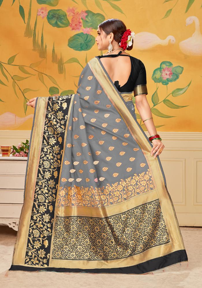 Banarasi Weaving Lichi Silk Saree With  Tenuous Body Work