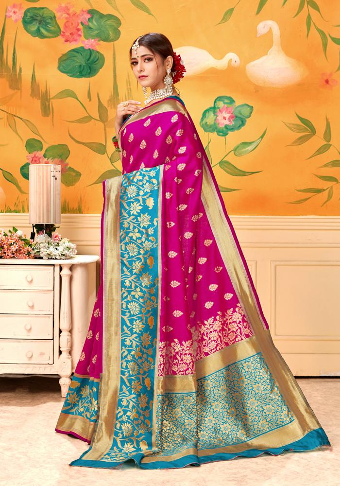 Banarasi Weaving Lichi Silk Saree With  Tenuous Body Work