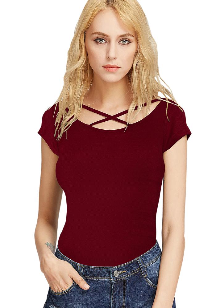 Women Maroon T-Shirt